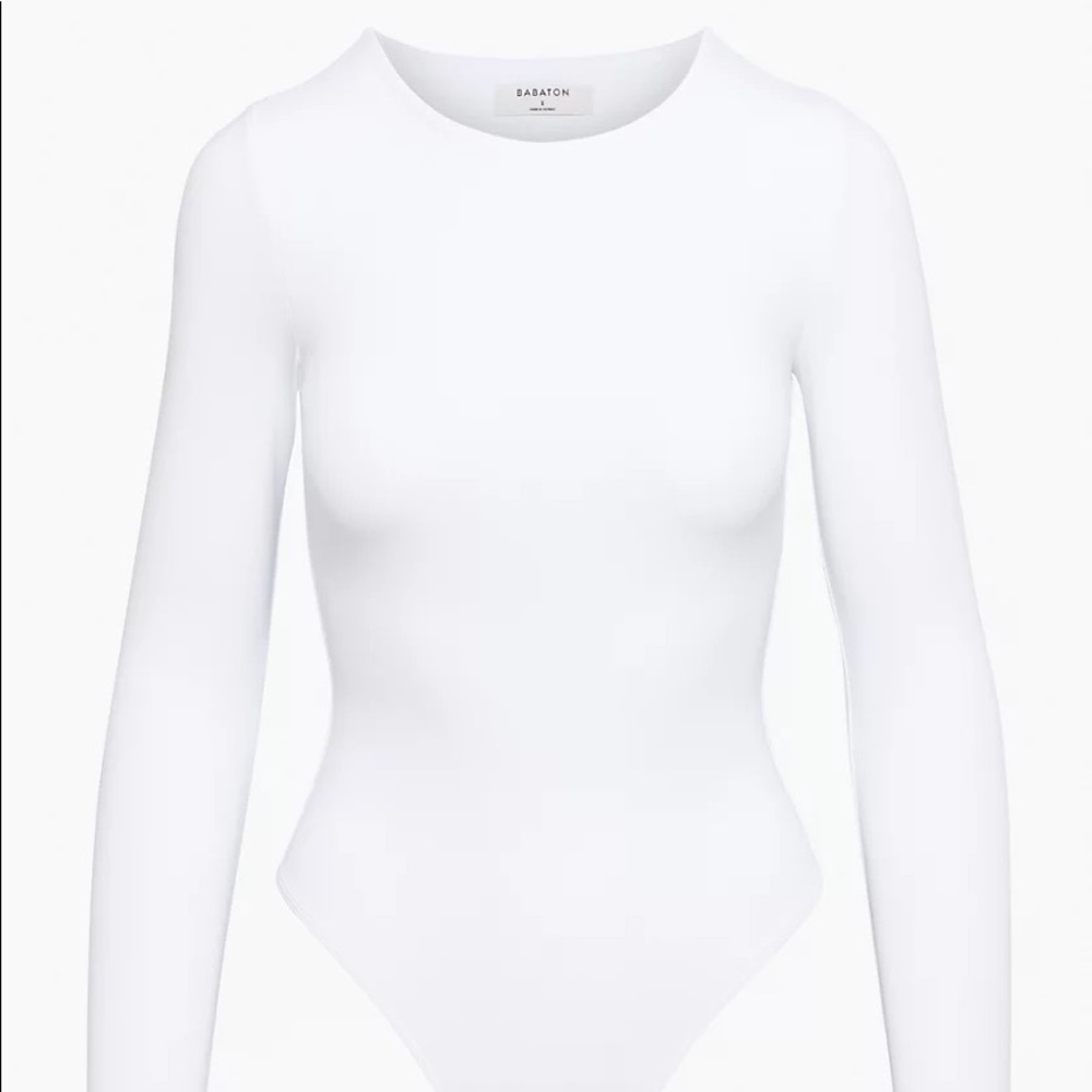 Aritzia Babaton Contour Crew Longsleeve Bodysuit - White - S